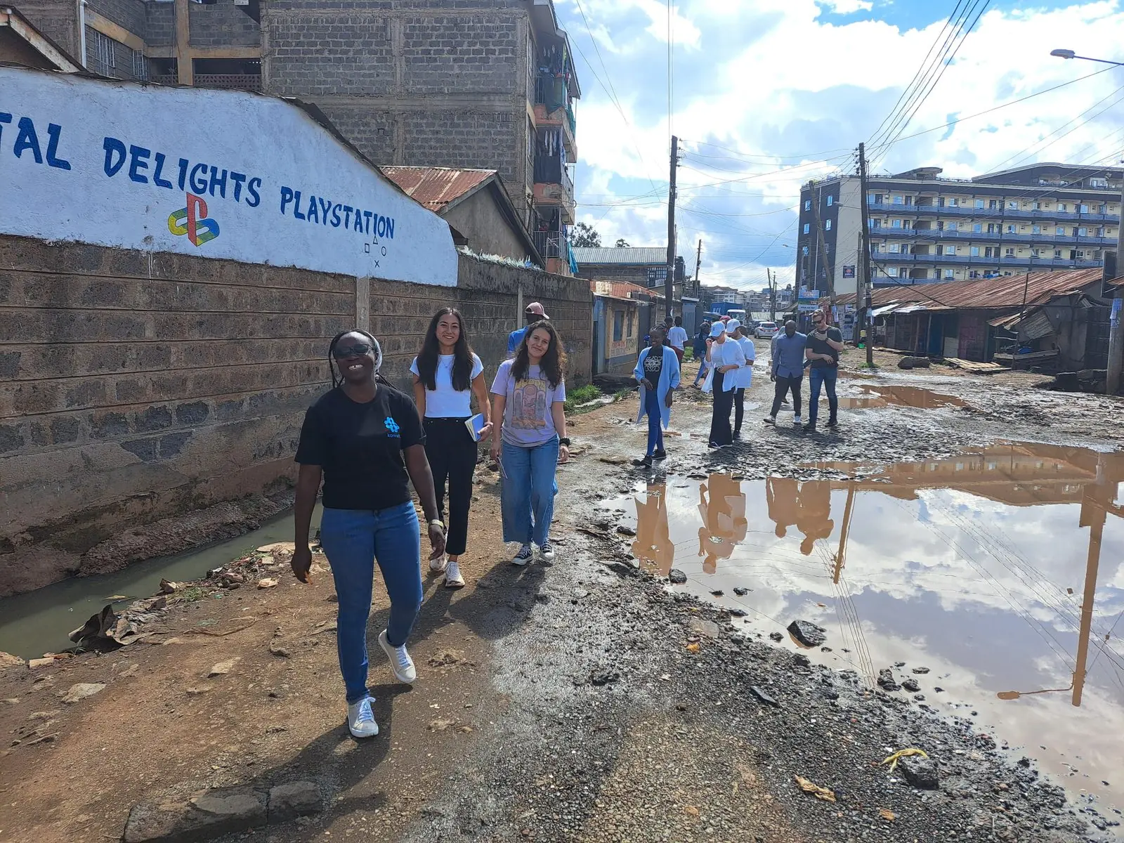 The HBS team walking through Kawangware with konnekt’s field team.